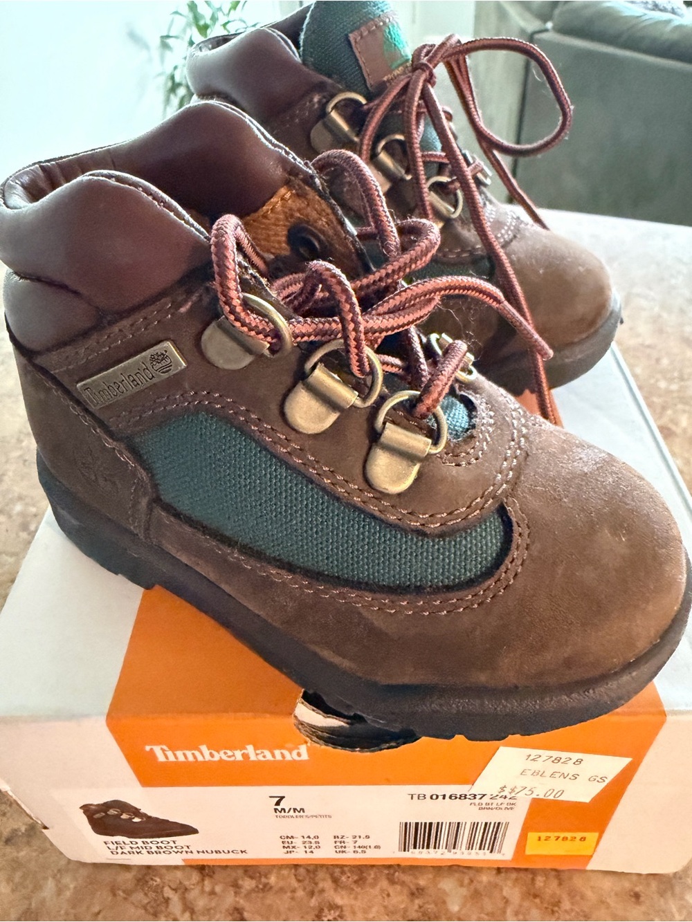 Timberland Brown and Green Kids Outdoor Boots